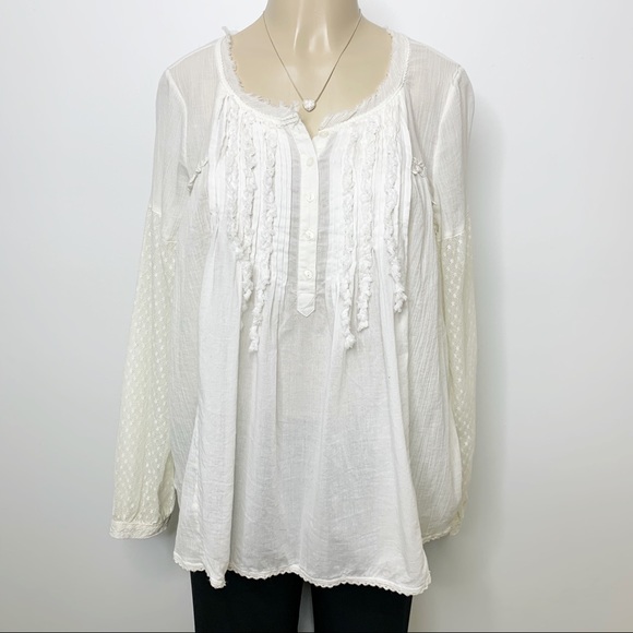 Free People Tops - FREE PEOPLE Lacey Cotton Peasant Top Cream XS